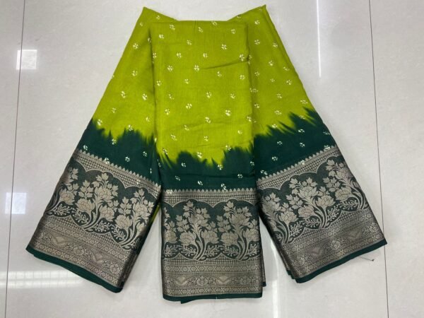 saree lenth 6.30 cut Price :650 free shipping Fabric : Dola Silk with Weaving borders and overall sequence work Single Colour length 6:30 cut SKU : DolaSilk1 Fabric : Dola Silk with Weaving borders and overall sequence work Delivery – With in 7 to 10 working days after dispatch